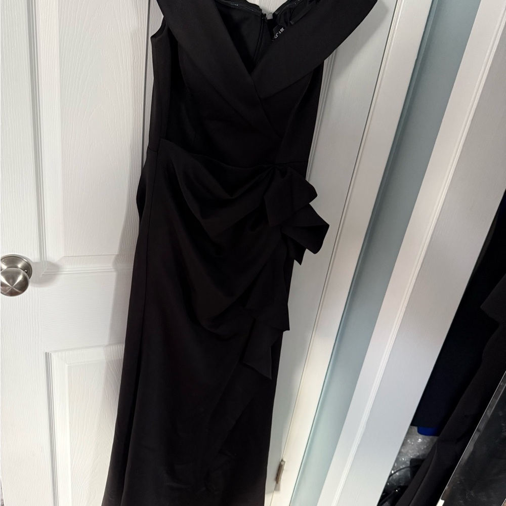 Xscape One Shoulder Black Dress
